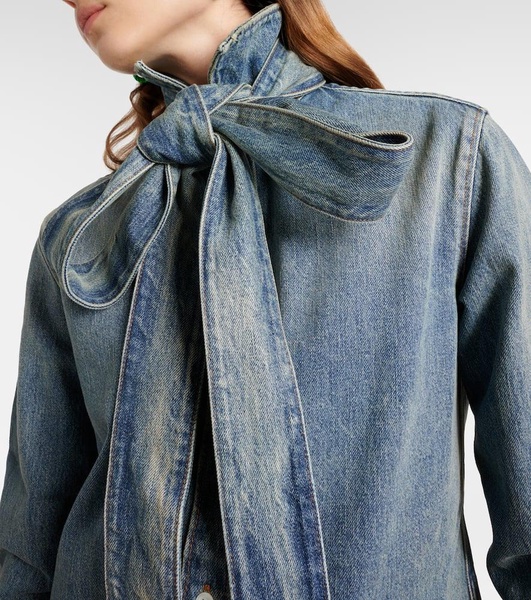 Bow-detail denim shirt