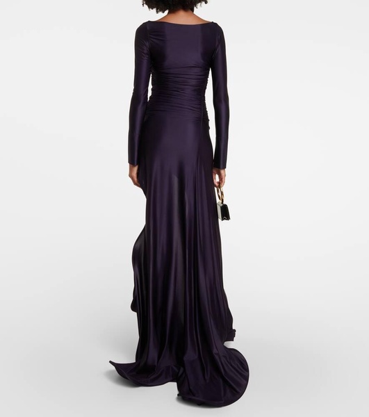 Ruched off-shoulder jersey gown