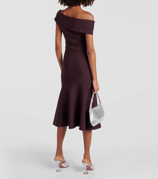 Asymmetric off-shoulder midi dress