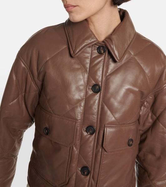 Shearling-trimmed leather jacket