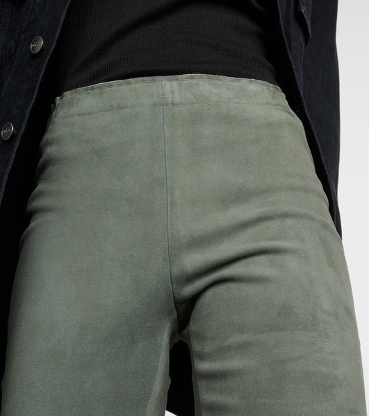 JP mid-rise leather flared pants