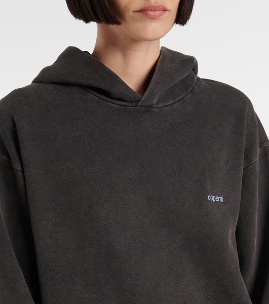 Horn cotton-blend jersey hoodie