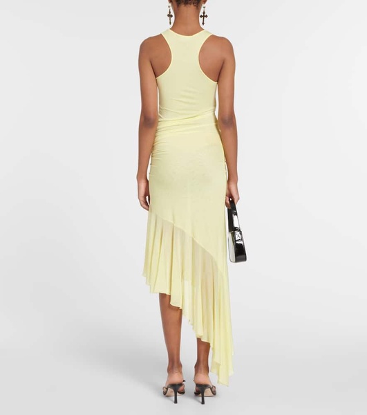 Ruched corsage jersey midi dress