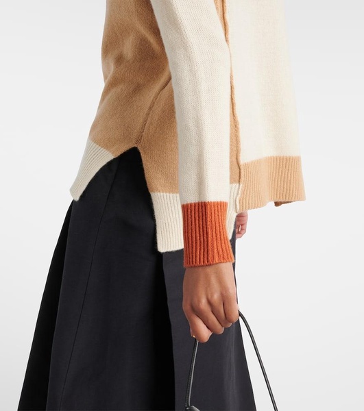 Colorblocked cashmere cardigan