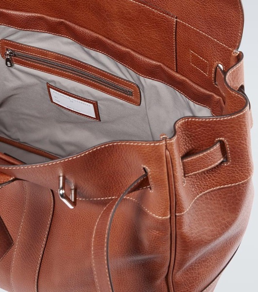 Leather duffel bag