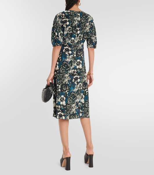 Bronzo floral silk crêpe midi dress