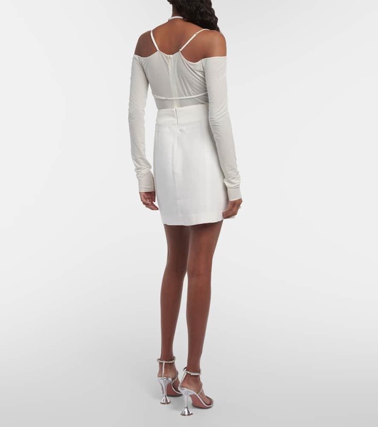 Bridal cutout crêpe minidress