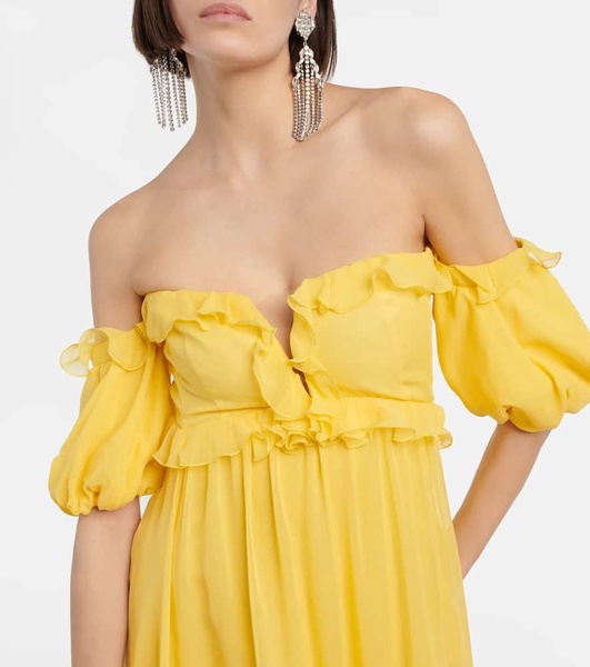 Off-the-shoulder silk gown