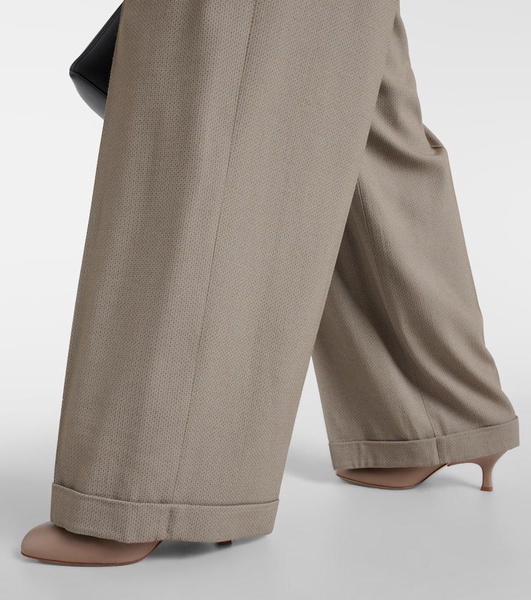 Mid-rise wide-leg pants