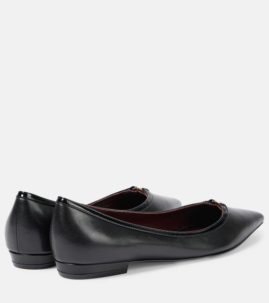 Double T leather ballet flats