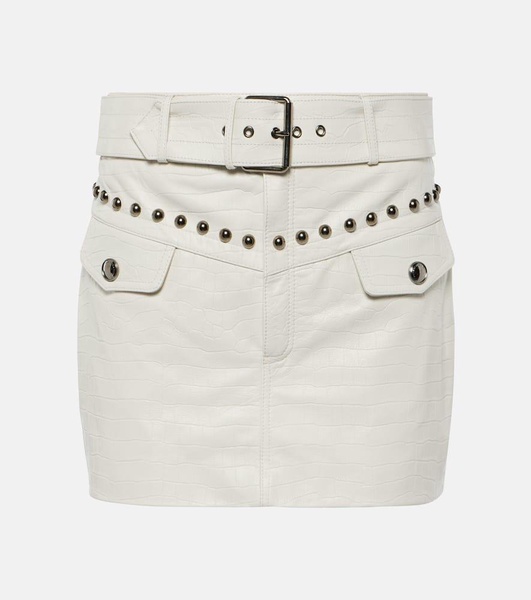 Croc-effect leather miniskirt