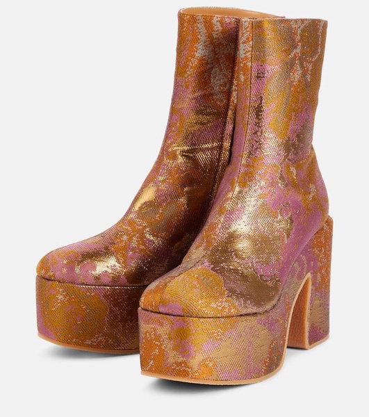 Jacquard platform ankle boots