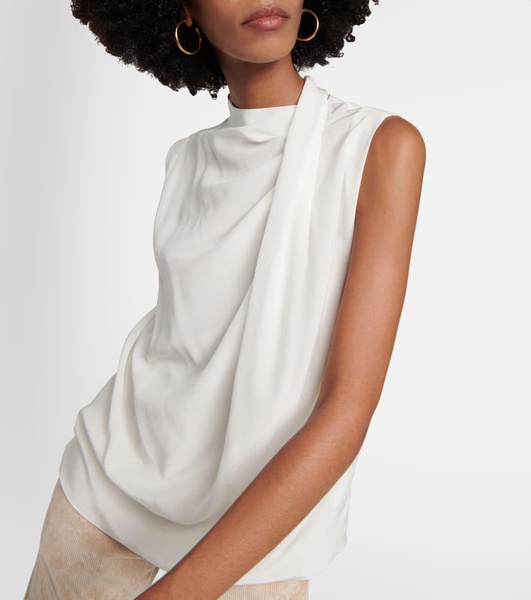 High-neck silk top