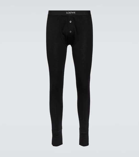 Logo-jacquard wool leggings