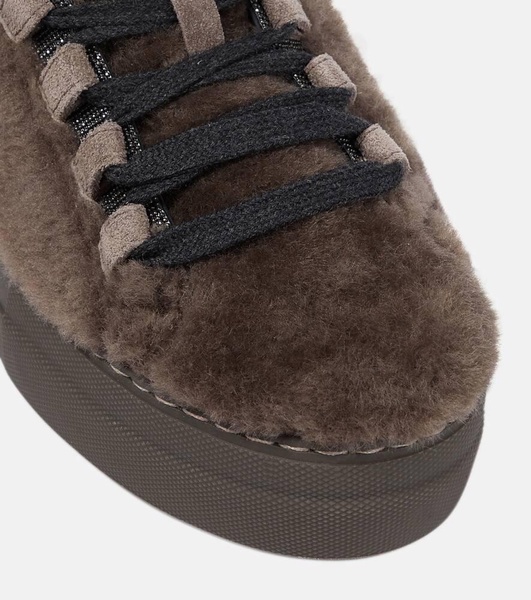 Embellished shearling sneakers