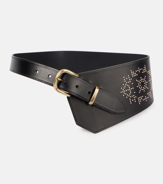 Belly asymmetric leather belt