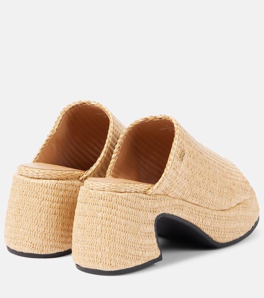 Butterfly raffia platform mules