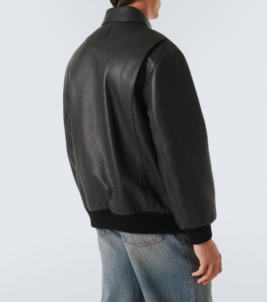 Leather bomber jacket