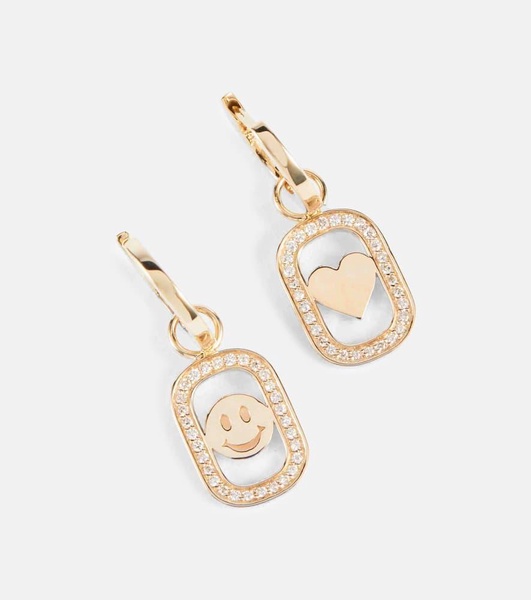 Open Icon 14kt gold drop earrings with diamonds