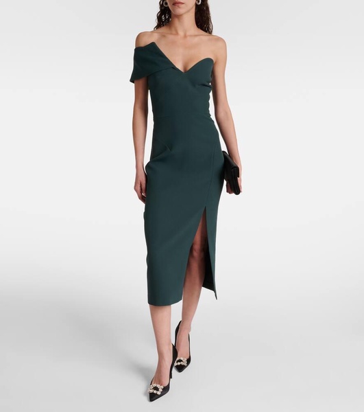 Opal asymmetric crêpe midi dress