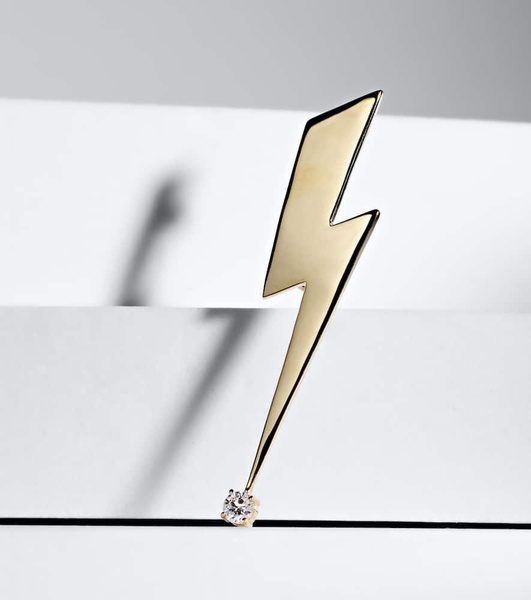 Lightning Bolt 14kt gold and diamond brooch