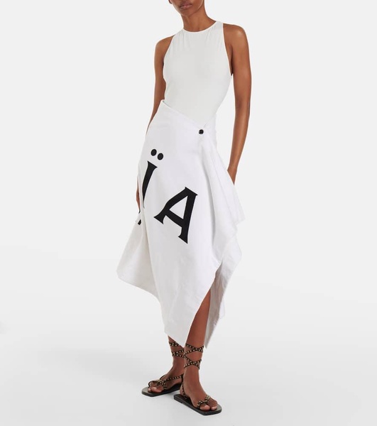 Logo cotton midi skirt