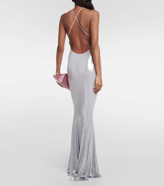 Metallic Jersey Lamé Gown