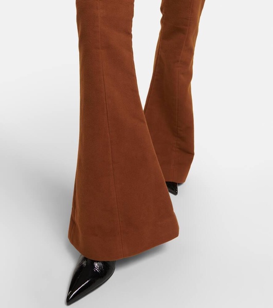 Low-rise flared cotton pants