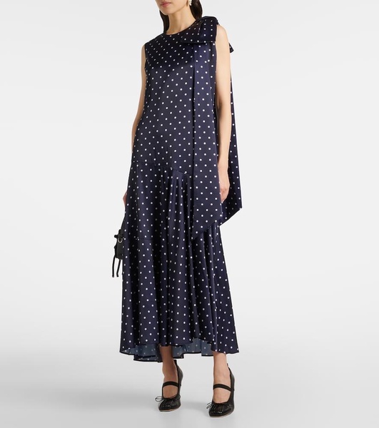 Bow-detail polka-dot maxi dress