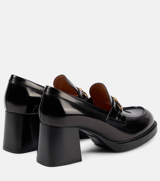 Leather loafer pumps