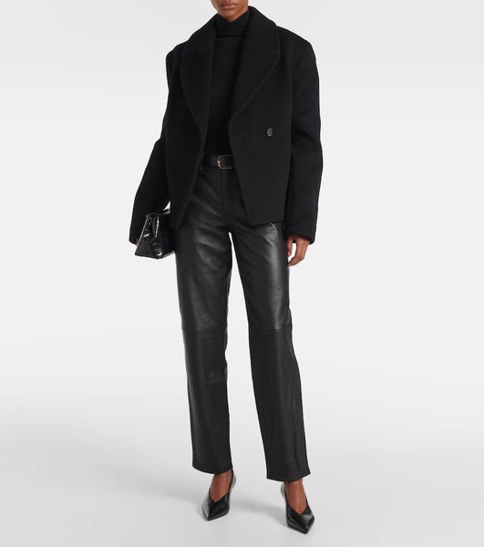 Cropped wool-blend peacoat