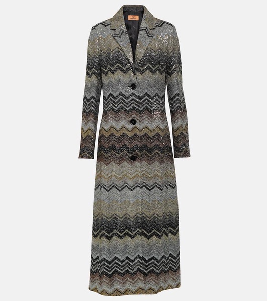 Zig Zag sequined single-breasted coat 