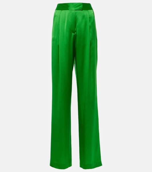 Pleated silk wide-leg pants