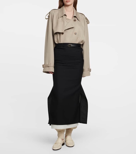 Wool-blend pencil skirt