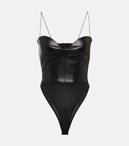 Halston faux leather bodysuit