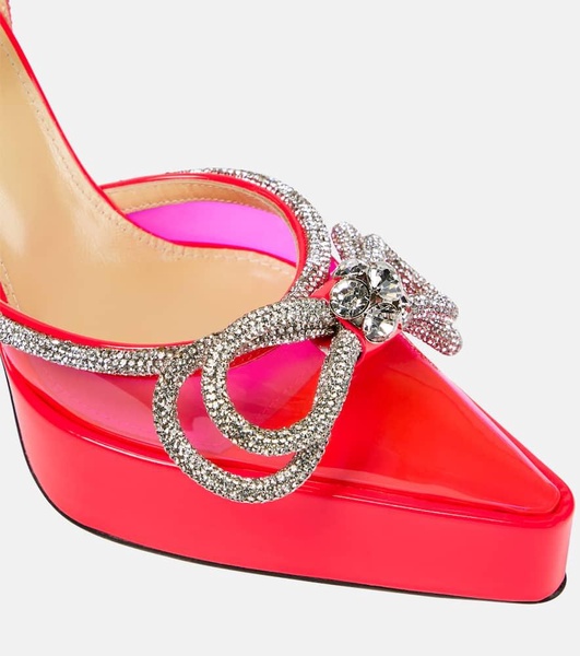 Double bow crystal-embellished platform sandals