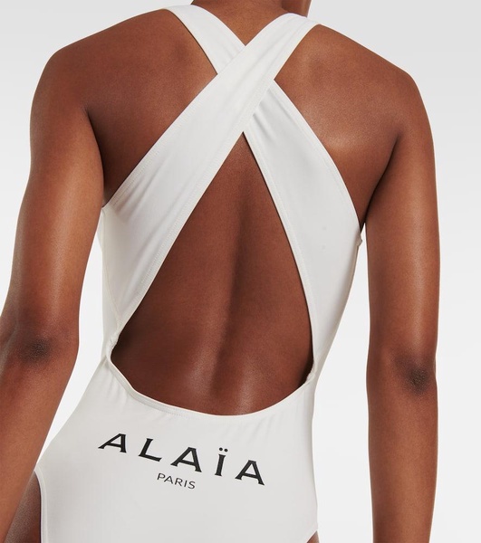 Halterneck jersey swimsuit