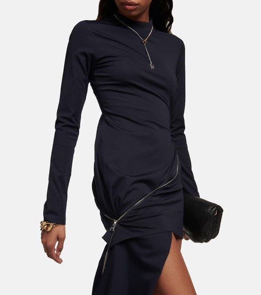 Zip-detail jersey minidress