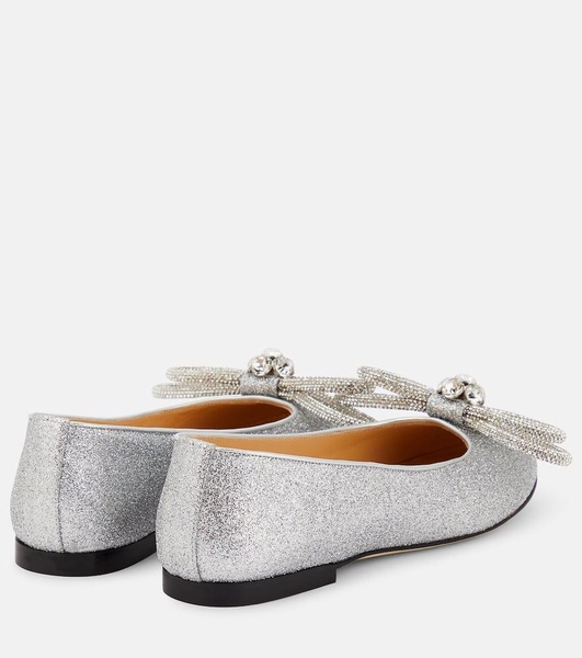 Double Bow embellished ballet flats