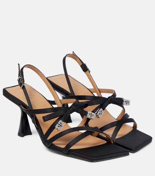 Bow-embellished satin sandals