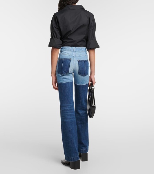 Patchwork high-rise straight jeans