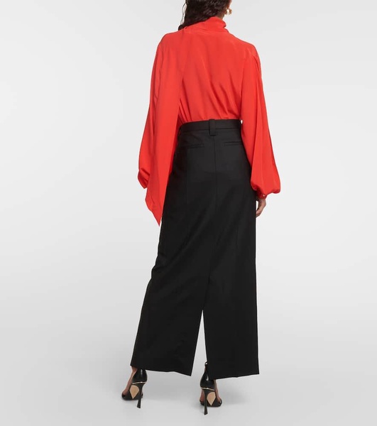 Tailored wool-blend maxi skirt