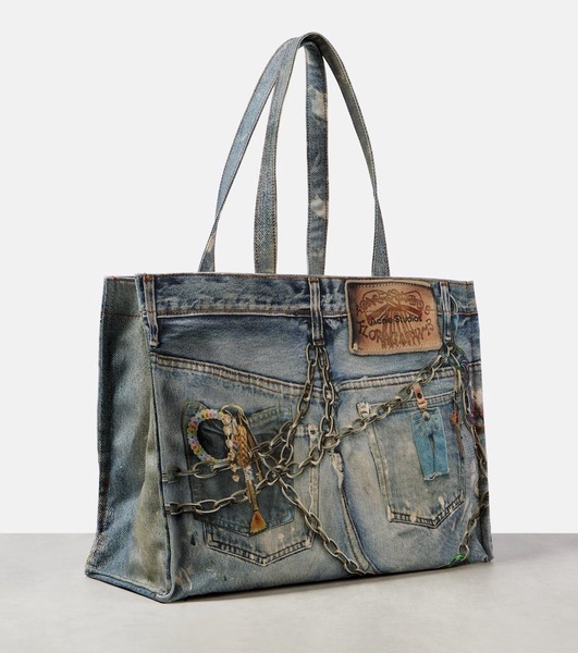 Trompe l'oeil denim tote bag