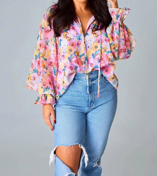 mandy long sleeve blouse in estate