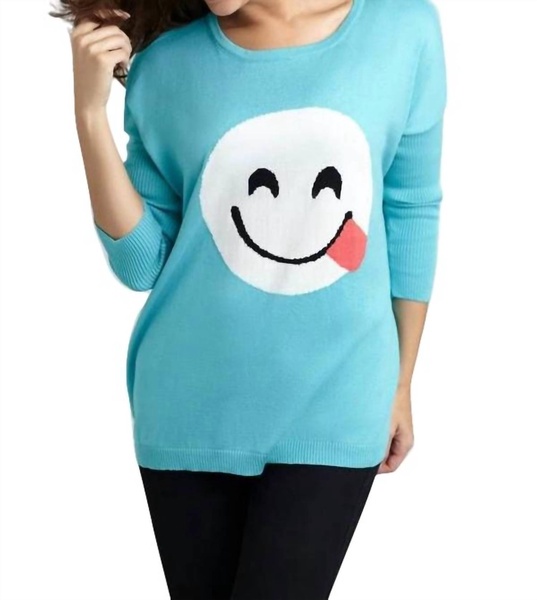 all smiles emoji top in turquoise