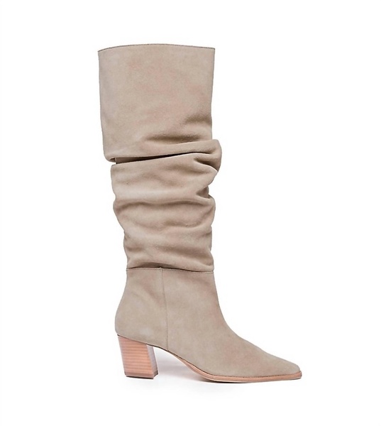 fallyn rusched calf boots in beige