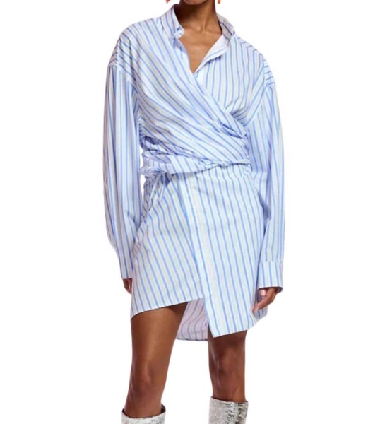 fetty poplin shirt dress in white,blue