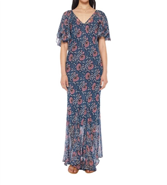 ramya maxi dress in vintage flowers indigo