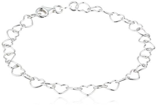 Amazon Essentials Sterling Silver 5.3mm Heart-Link Bracelet (previously Amazon Collection)