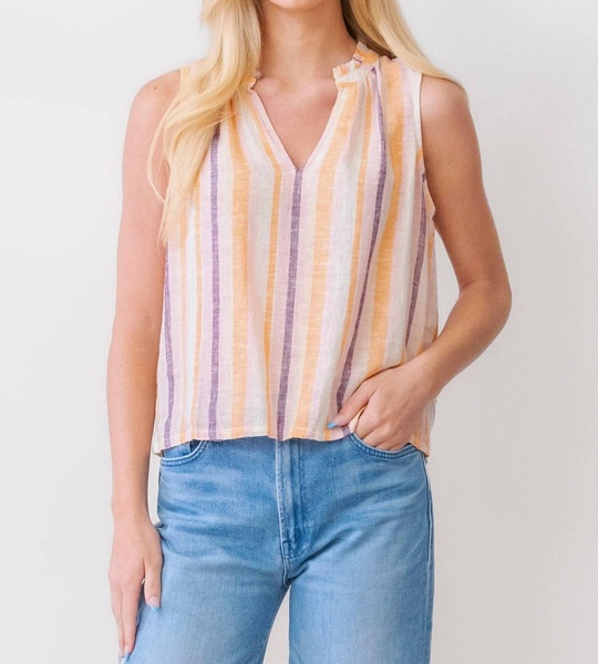 christy top in papaya stripe